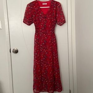Midi red floral dress